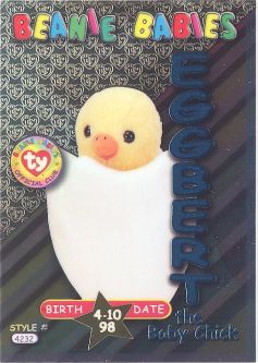 TY Beanie Babies BBOC Card - Series 3 Birthday (TEAL) - EGGBERT the Baby Chick