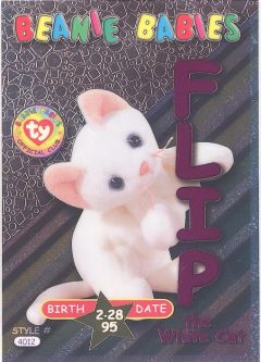 TY Beanie Babies BBOC Card - Series 3 Birthday (MAGENTA) - FLIP the White Cat
