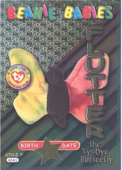 TY Beanie Babies BBOC Card - Series 3 Birthday (GOLD) - FLUTTER the Ty-Dye Butterfly