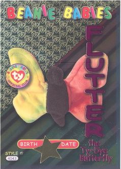 TY Beanie Babies BBOC Card - Series 3 Birthday (MAGENTA) - FLUTTER the Ty-Dye Butterfly