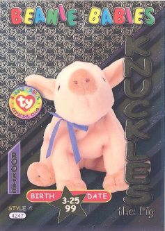 TY Beanie Babies BBOC Card - Series 3 Birthday (GOLD) - KNUCKLES the Pig