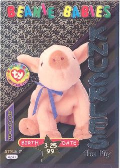 TY Beanie Babies BBOC Card - Series 3 Birthday (SILVER) - KNUCKLES the Pig