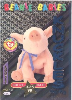 TY Beanie Babies BBOC Card - Series 3 Birthday (TEAL) - KNUCKLES the Pig