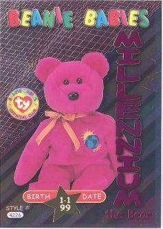 TY Beanie Babies BBOC Card - Series 3 Birthday (MAGENTA) - MILLENNIUM the Bear