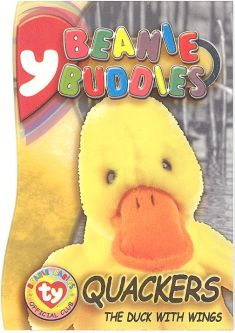 TY Beanie Babies BBOC Card - Series 3 - Beanie/Buddy Right (GOLD) - QUACKERS the Duck with Wings