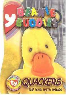 TY Beanie Babies BBOC Card - Series 3 - Beanie/Buddy Right (MAGENTA) - QUACKERS the Duck with Wings