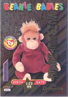 TY Beanie Babies BBOC Card - Series 3 Birthday (GOLD) - SCHWEETHEART the Orangutan