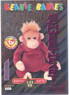 TY Beanie Babies BBOC Card - Series 3 Birthday (MAGENTA) - SCHWEETHEART the Orangutan