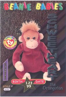 TY Beanie Babies BBOC Card - Series 3 Birthday (SILVER) - SCHWEETHEART the Orangutan