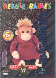 TY Beanie Babies BBOC Card - Series 3 Birthday (TEAL) - SCHWEETHEART the Orangutan