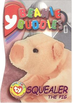 TY Beanie Babies BBOC Card - Series 3 - Beanie/Buddy Right (MAGENTA) - SQUEALER the Pig