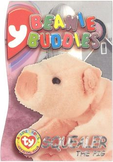 TY Beanie Babies BBOC Card - Series 3 - Beanie/Buddy Right (SILVER) - SQUEALER the Pig