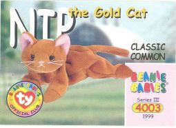 TY Beanie Babies BBOC Card - Series 3 Classic Commons - NIP the Gold Cat