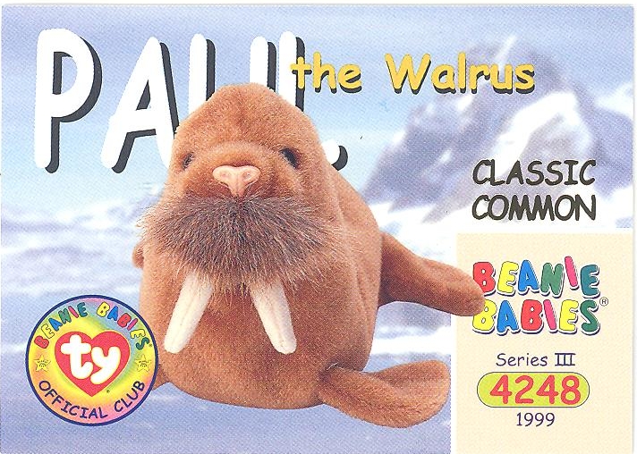 TY Beanie Babies BBOC Card NM/Mint Series 3 Common CRUNCH the Shark 