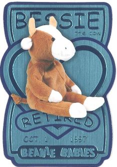 TY Beanie Babies BBOC Card - Series 3 Retired (TEAL) - BESSIE the Cow (#/17280)