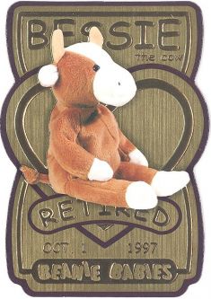 TY Beanie Babies BBOC Card - Series 3 Retired (GOLD) - BESSIE the Cow
