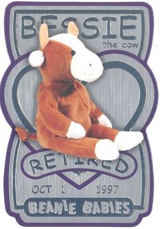 TY Beanie Babies BBOC Card - Series 3 Retired (SILVER) - BESSIE the Cow (#/4320)