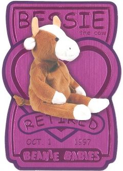 TY Beanie Babies BBOC Card - Series 3 Retired (MAGENTA) - BESSIE the Cow
