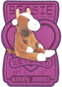 TY Beanie Babies BBOC Card - Series 3 Retired (MAGENTA) - BESSIE the Cow (#/8640)