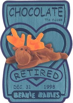 TY Beanie Babies BBOC Card - Series 3 Retired (TEAL) - CHOCOLATE the Moose (#/11520)
