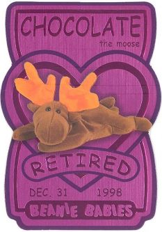 TY Beanie Babies BBOC Card - Series 3 Retired (MAGENTA) - CHOCOLATE the Moose (#/7200)