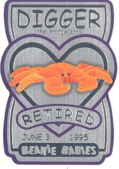 TY Beanie Babies BBOC Card - Series 3 Retired (SILVER) - DIGGER the Orange Crab (#/2160) TY Beanie Babies BBOC Card - Series 3 Retired (SILVER) - DIGGER the Orange Crab (#/2160)