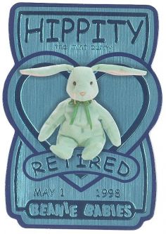 TY Beanie Babies BBOC Card - Series 3 Retired (TEAL) - HIPPITY the Mint Bunny (#/20160)