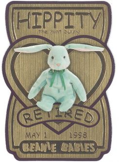 TY Beanie Babies BBOC Card - Series 3 Retired (GOLD) - HIPPITY the Mint Bunny