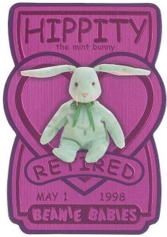 TY Beanie Babies BBOC Card - Series 3 Retired (MAGENTA) - HIPPITY the Mint Bunny (#/10080)