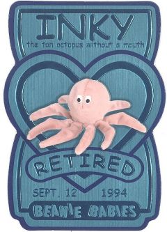 TY Beanie Babies BBOC Card - Series 3 Retired (TEAL) - INKY the Tan Octopus (#/8640)