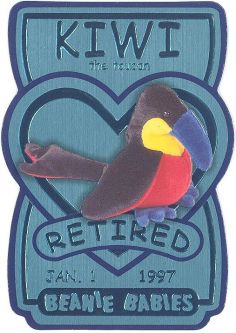 TY Beanie Babies BBOC Card - Series 3 Retired (TEAL) - KIWI the Toucan (#/11520)