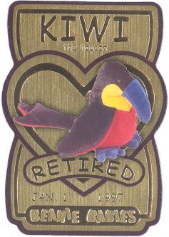 TY Beanie Babies BBOC Card - Series 3 Retired (GOLD) - KIWI the Toucan