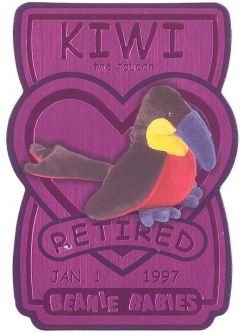 TY Beanie Babies BBOC Card - Series 3 Retired (MAGENTA) - KIWI the Toucan