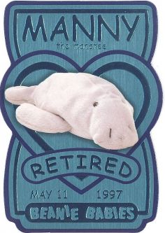 TY Beanie Babies BBOC Card - Series 3 Retired (TEAL) - MANNY the Manatee (#/14400)