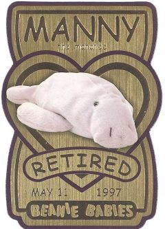 TY Beanie Babies BBOC Card - Series 3 Retired (GOLD) - MANNY the Manatee