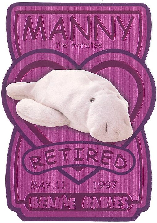 Details about   Ty Beanie Baby~#4081~4th Gen~Manny~Mantee~Sea Cow~Good Heart Tag~Trading Card~NB 