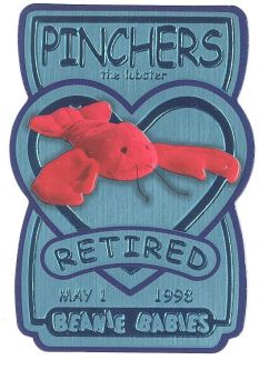 TY Beanie Babies BBOC Card - Series 3 Retired (TEAL) - PINCHERS the Lobster (#/20160)