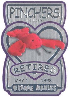 TY Beanie Babies BBOC Card - Series 3 Retired (SILVER) - PINCHERS the Lobster (#/5000)