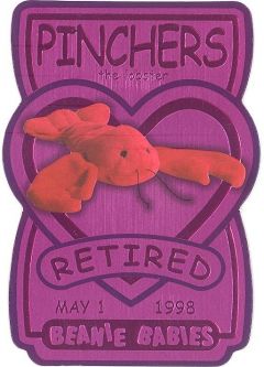 TY Beanie Babies BBOC Card - Series 3 Retired (MAGENTA) - PINCHERS the Lobster