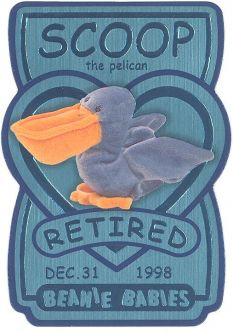 TY Beanie Babies BBOC Card - Series 3 Retired (TEAL) - SCOOP the Pelican (#/17280)