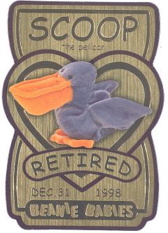 TY Beanie Babies BBOC Card - Series 3 Retired (GOLD) - SCOOP the Pelican