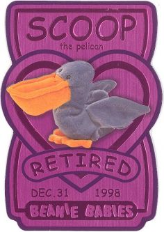 TY Beanie Babies BBOC Card - Series 3 Retired (MAGENTA) - SCOOP the Pelican