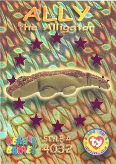 TY Beanie Babies BBOC Card - Series 3 Wild (MAGENTA) - ALLY the Alligator