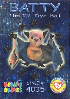 TY Beanie Babies BBOC Card - Series 3 Wild (GOLD) - BATTY the Ty-Dye Bat