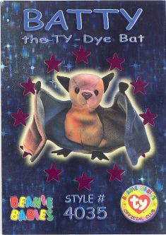 TY Beanie Babies BBOC Card - Series 3 Wild (MAGENTA) - BATTY the Ty-Dye Bat