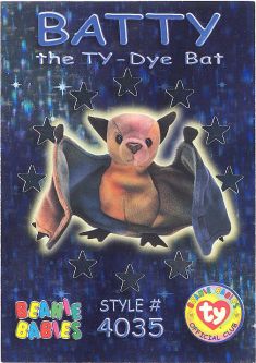 TY Beanie Babies BBOC Card - Series 3 Wild (SILVER) - BATTY the Ty-Dye Bat