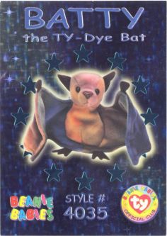 TY Beanie Babies BBOC Card - Series 3 Wild (TEAL) - BATTY the Ty-Dye Bat