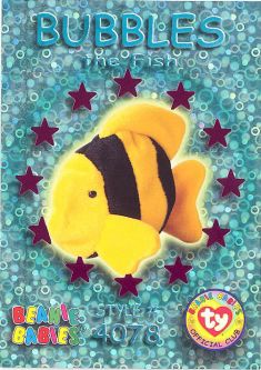 TY Beanie Babies BBOC Card - Series 3 Wild (MAGENTA) - BUBBLES the Fish