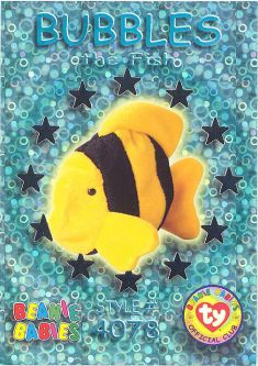 TY Beanie Babies BBOC Card - Series 3 Wild (SILVER) - BUBBLES the Fish