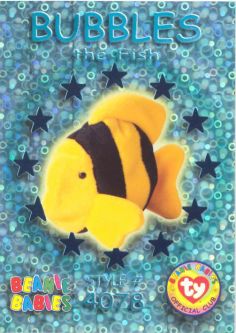TY Beanie Babies BBOC Card - Series 3 Wild (TEAL) - BUBBLES the Fish